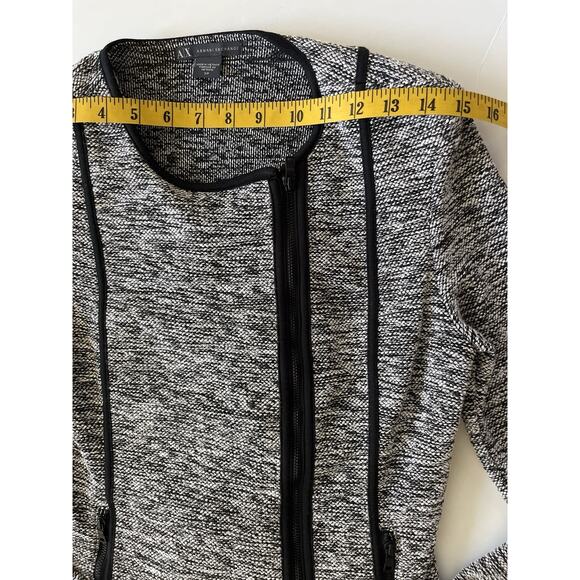 Armani Exchange Jacket Blazer Women S/P Black White Knit Fitted Zip Up Moto - Picture 3 of 8